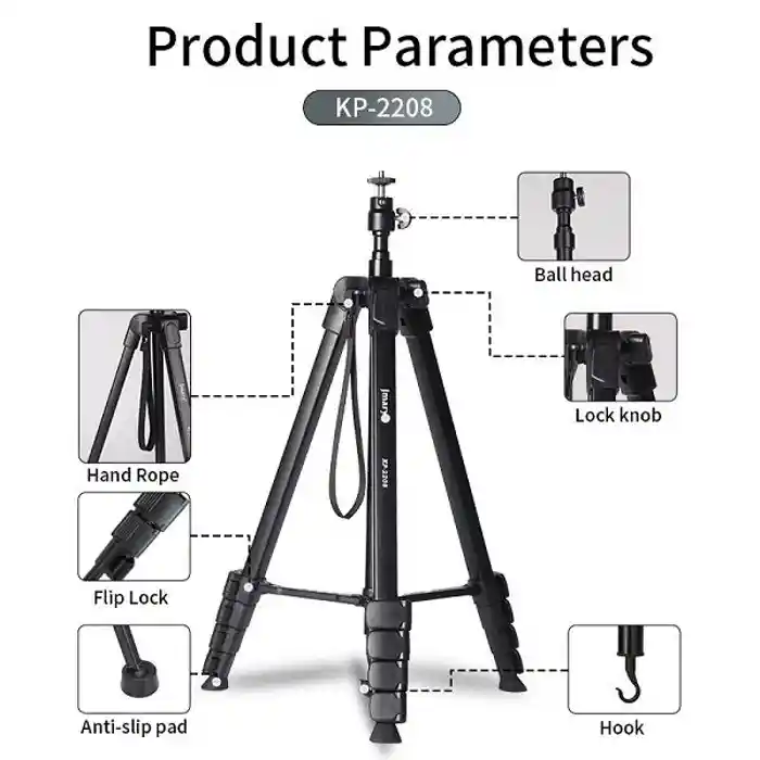 Jmary KP-2208 Professional Upgraded Multifunctional Tripod for Mobiles / Ringlights / Cameras.